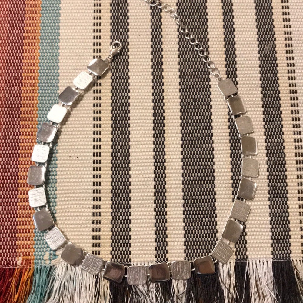 Square silver women’s necklace